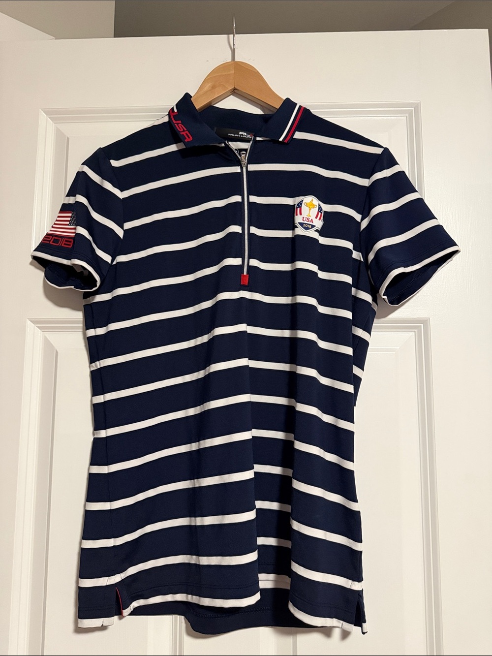 Ralph Lauren RLX Navy and White Striped Performance Polo